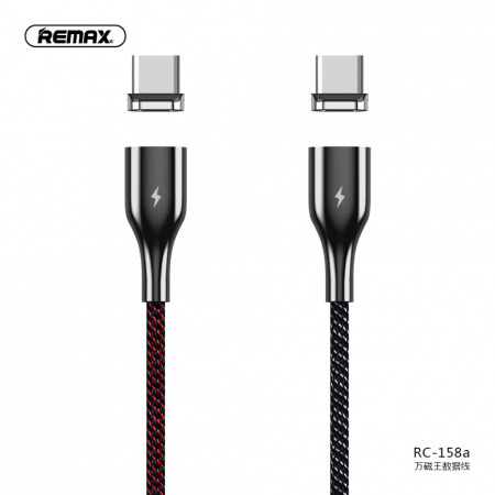 Кабель Remax Magnetic RC-158a, USB - USB Type-C, 1 м, черный
